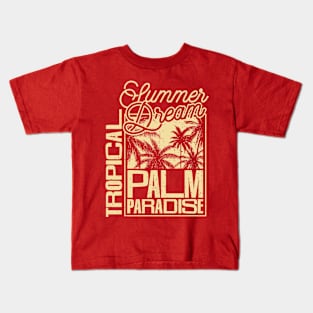 Tropical Palm paradise retro beach typography Kids T-Shirt